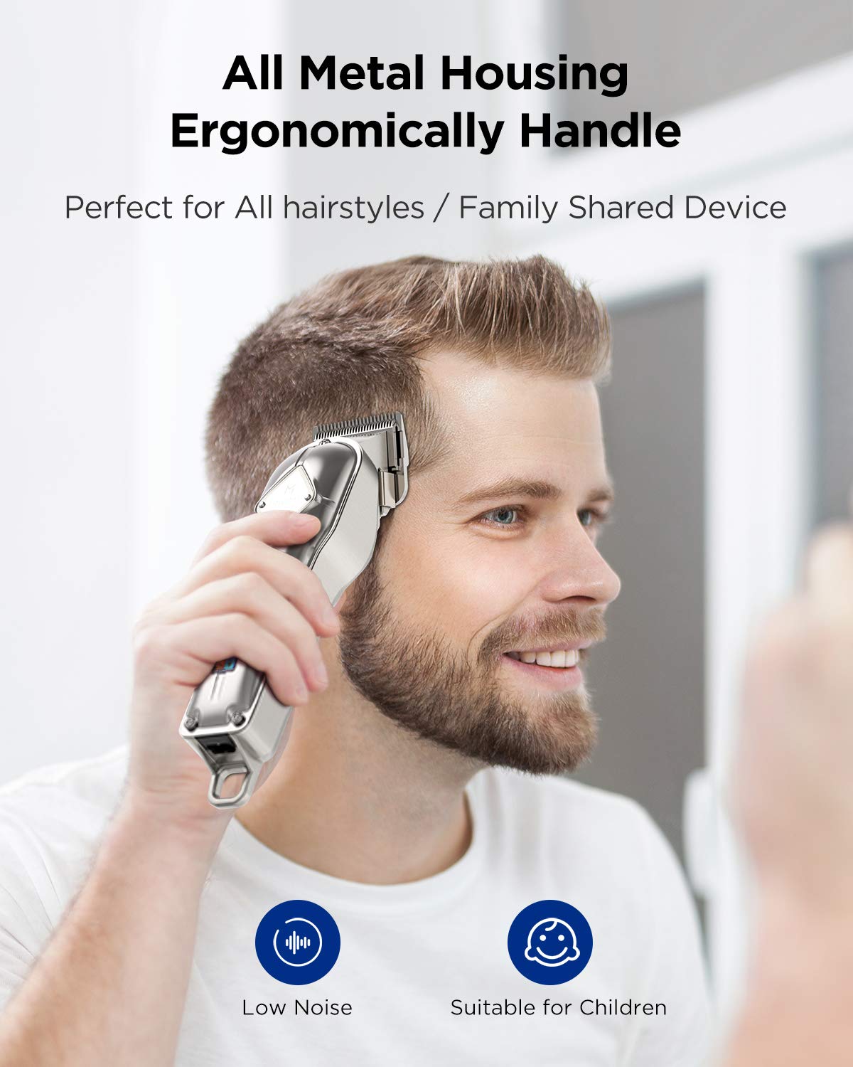 Limural Hair Clippers for Men Professional Cordless Clippers for Hair Cutting Beard Trimmer Barbers Grooming Kit Rechargeable, LED Display, Silver: Beauty