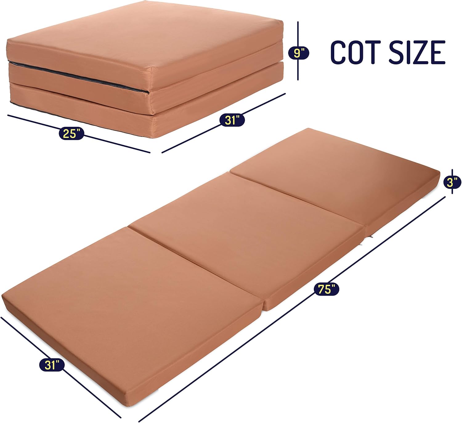 tri fold cot mattress