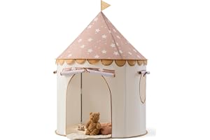 Tiny Land Kids Play Tent, Khaki Castle Pop Up Tent for Kids Indoor | Neutral Toddler Tent for Girls & Boys, Portable Playhouse for Imaginative Play, Toys Gifts for 2 Year Old Girl & Boy
