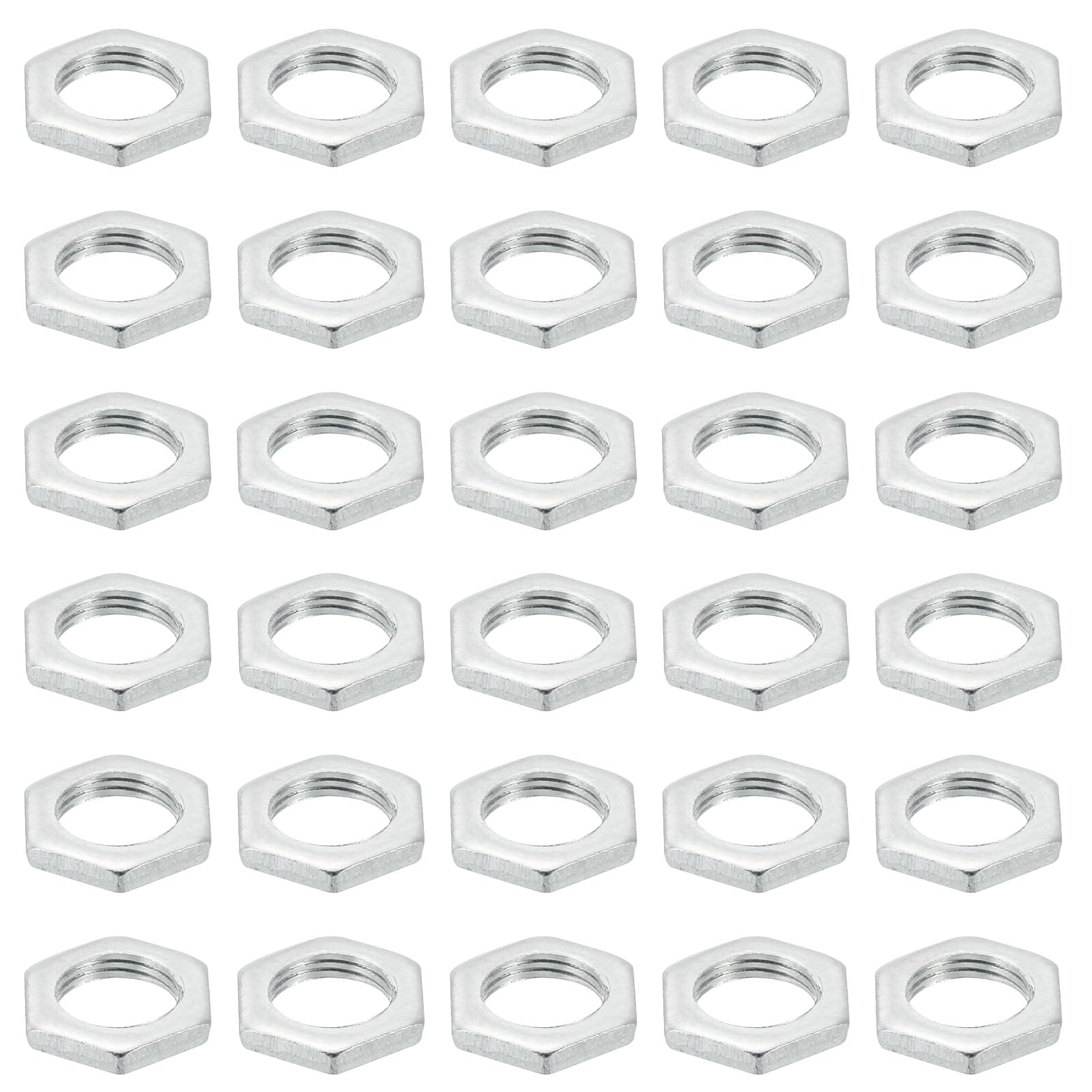 PATIKIL M12x1.0 Steel Hex Nuts, 50 Pack Metric Thread Zinc Plated Finished Hardware Nuts Screw Bolt Fasteners for Lamps Machinery Repair 3mm Height 17mm Width