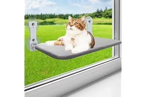 CPG DOTS Foldable Cat Window Perch, Cordless Cat Window Hammock Cat Window Bed Window Seat for Indoor Cats Inside Strong Suction Cup, Large Cats Windowsill Bed Safety with Sturdy Metal Frame & Breathable Mat