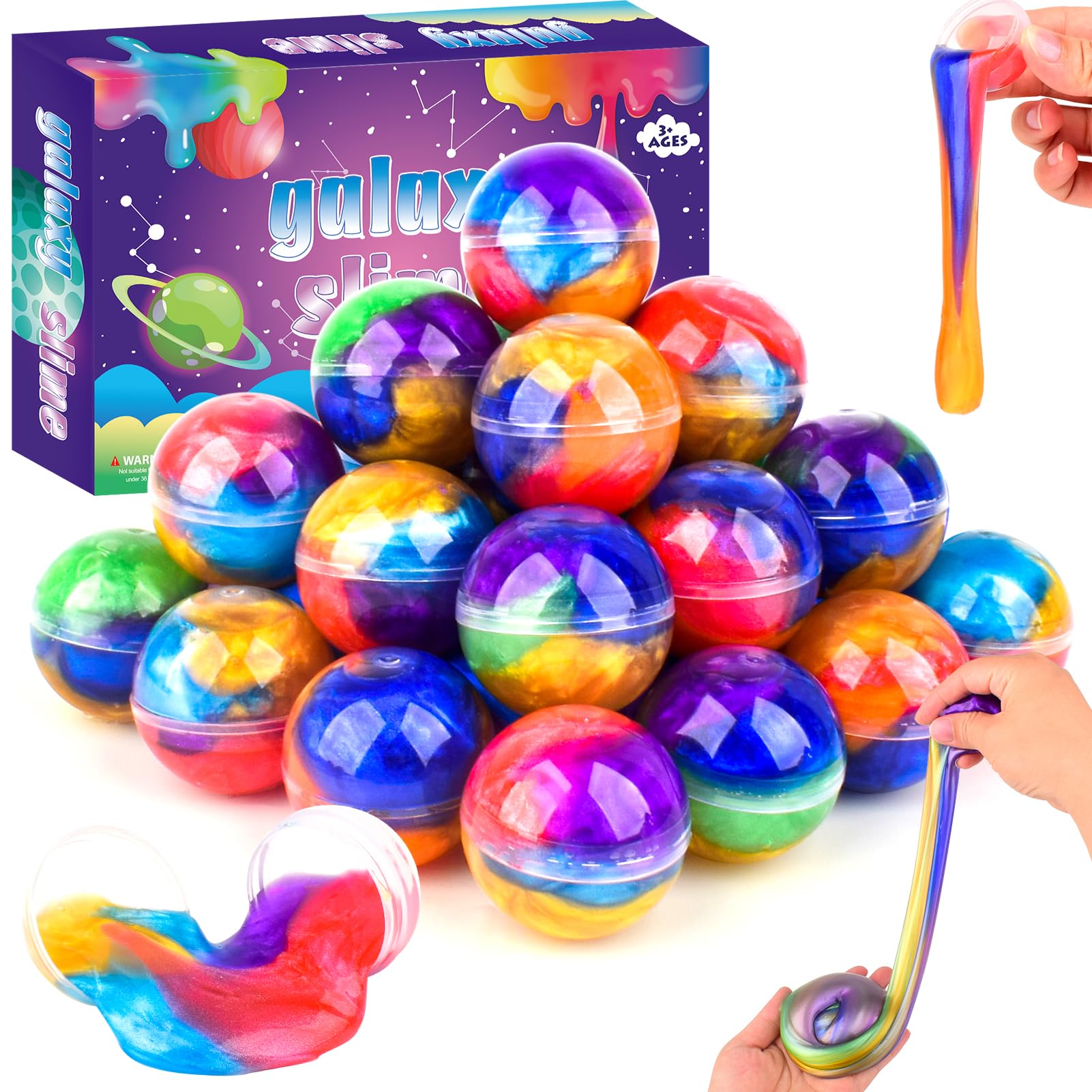 Rowecvce 36 Pack Galaxy Slime Balls for Kids - Stretchy, Non-Sticky, Mess-Free Stress Relief Toys, Party Favors, Classroom Rewards, Goodie Bag Stuffers for Boys & Girls