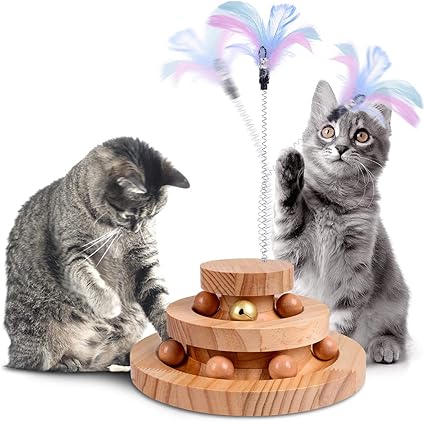 Amazon 猫 おもちゃ 猫じゃらし 羽根 3 ボール 鈴付き 多機能玩具 またたび 2層回転盤 遊ぶ盤 木のレール 木のおもちゃ ストレス解消 室内 運動不足解消 知育玩具 天然素材 ねこ あそび 道具 べッド 用品 2トラック層 Peace Corner 猫じゃらし 羽のおもちゃ 通販