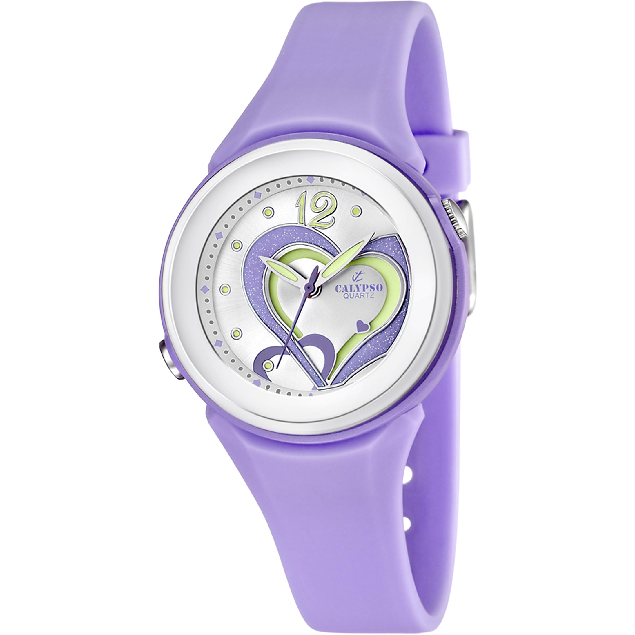 Calypso Women's Quartz Watch with Silver Dial Analogue Display and Purple Plastic Strap K5576/4