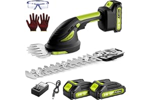 FULLJION Hedge Trimmer Cordless,2 in 1 Hedge Shrub Grass Shears,21 V Electric Hedge Trimmer Grass Cutter Bush Trimmer with 2 PCS Rechargeable Battery for Garden, Lawn, Yard (Black)