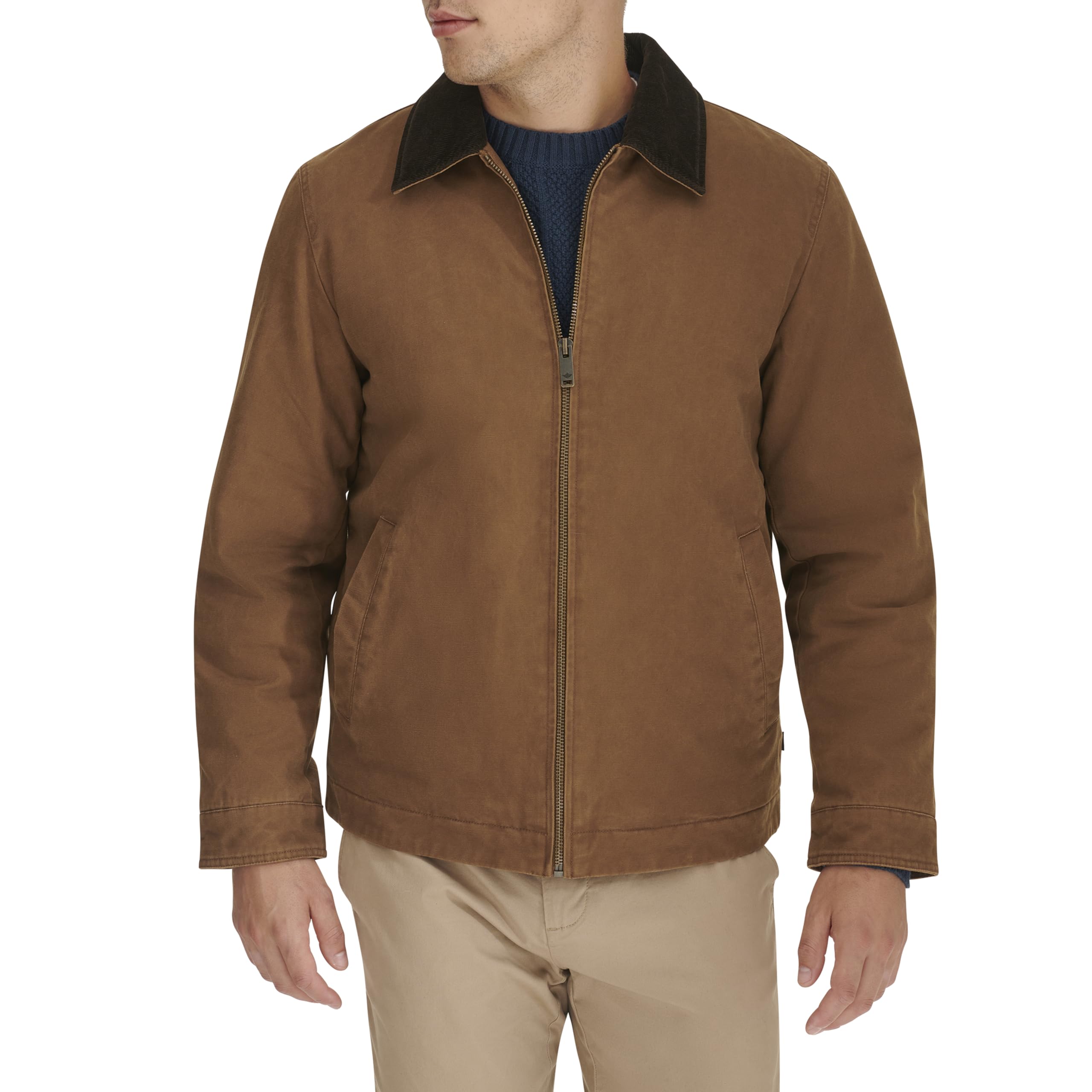 Photo 1 of Dockers Men's Cotton Workwear Jacket with Corduroy Collar, Dark Khaki, X-Large