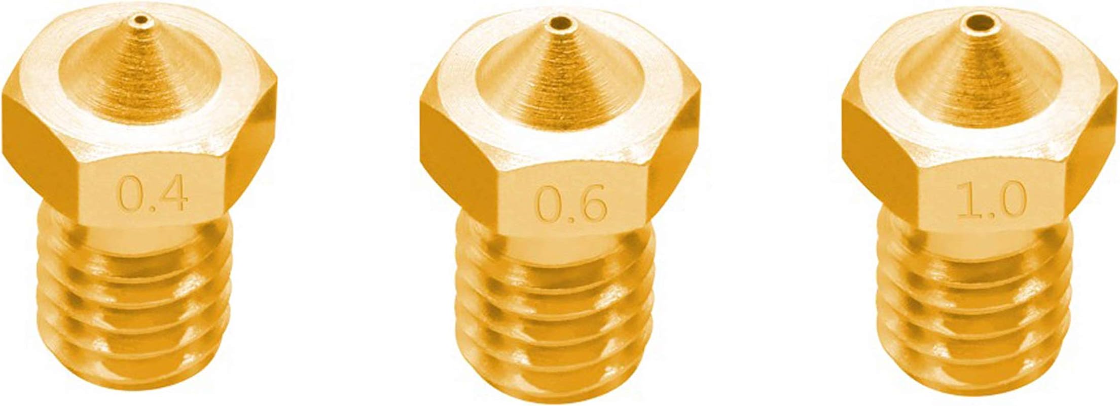Shopiko Pack of 3 Nozzle 0.4 mm, 0.6mm, 1mm Extruder Nozzle For 3D Printer, Ender 3 Nozzle, Compatible With E3D V6 And E3D V5 M6 Threaded Extruder