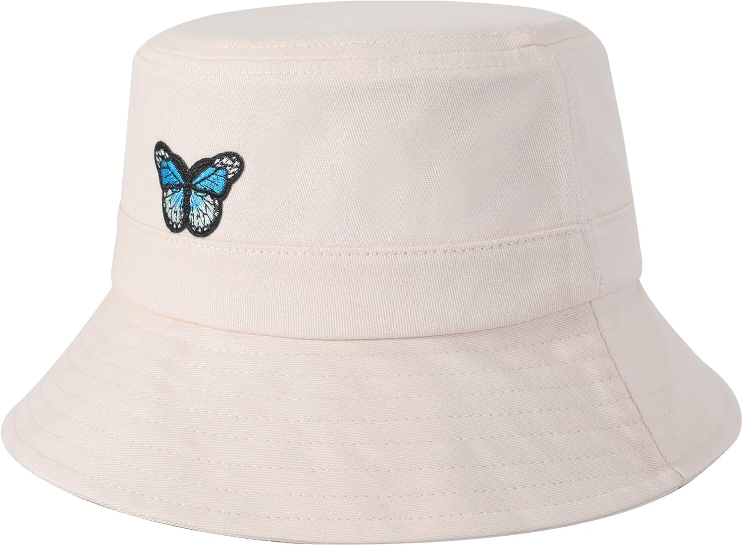 ZLYC Unisex Fashion Embroidered Bucket Hat Summer Fisherman Cap for Men Women Teens (Butterfly Beige) at  Women’s Clothing store