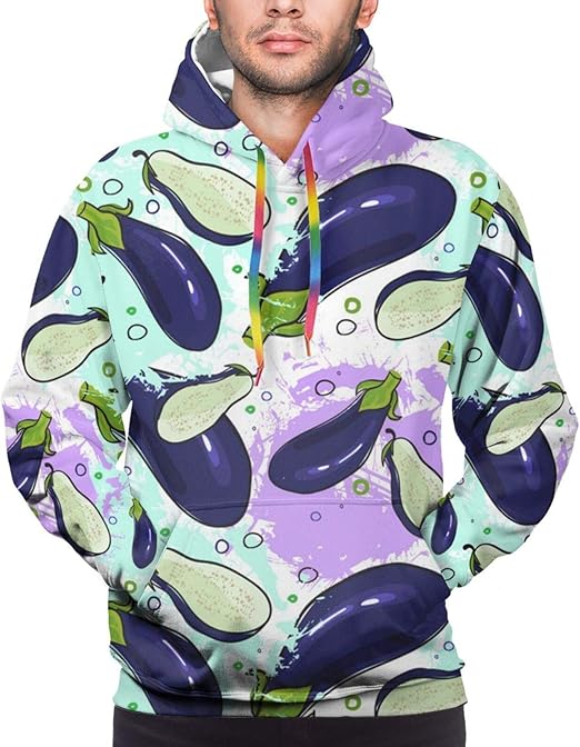 Eggplant Vegetables Ornament Mens Hoodies Funny Cool Graphic Sweatshirts 3D Print Long Sleeves