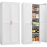 MetalMax 71" Tall Metal Storage Cabinet, Kitchen Pantry Storage Cabinets with Doors and 4 Shelves, White Pantry Cabinet, Utility Kitchen Cupboard, Large Steel Cabinets for Dining, Office, Living Room