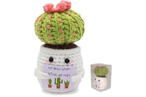DICHA Crochet Positive Plant Cactus Pattern-Spreading Joy and Uplifting Vibes- Cute and Funny Emotional Support Gift for Friends Party Decoration-Positive Potato Series-Easter Lily Cactus #2