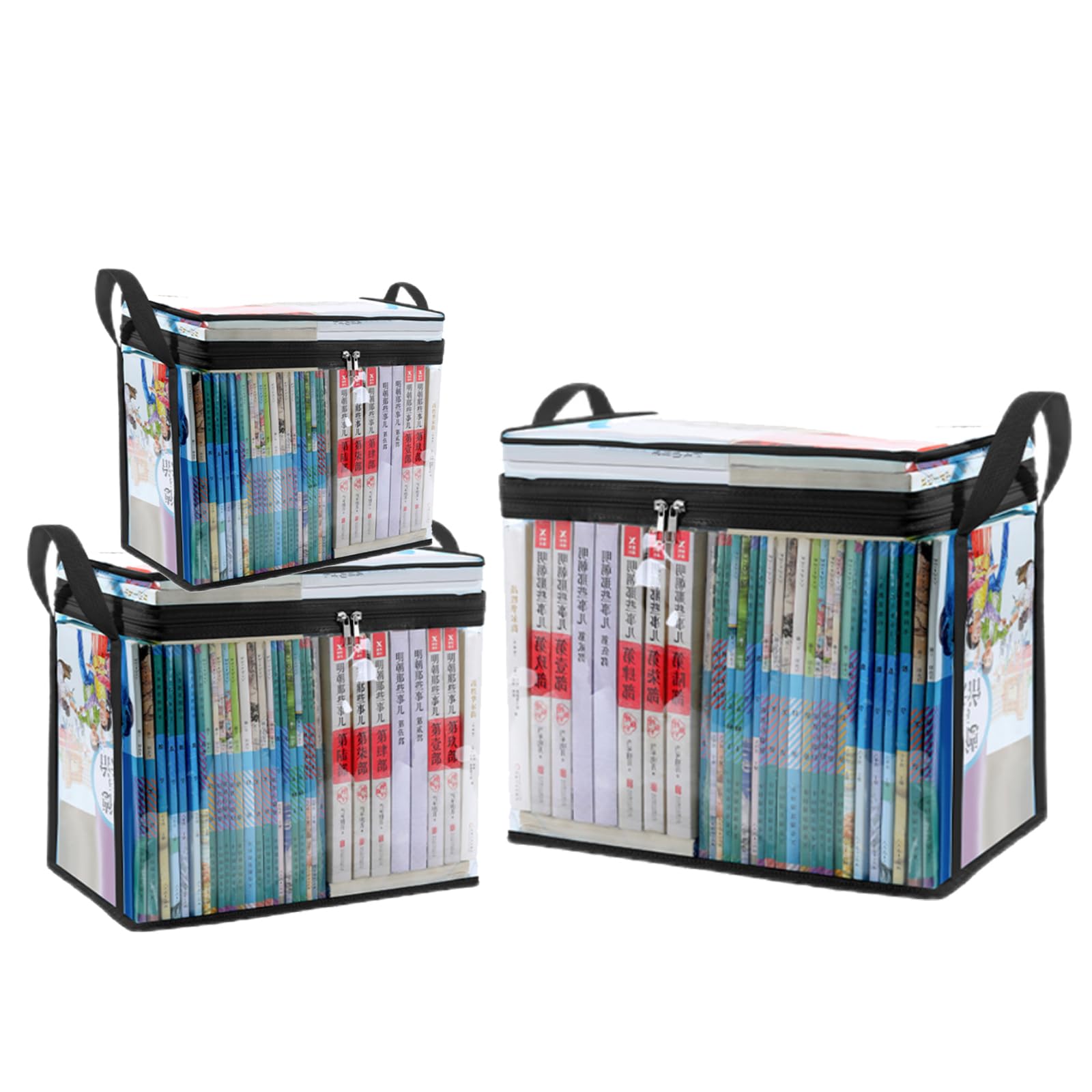 PolMinrs Storage Boxes 3-Pack, Foldable Plastic Boxes with Lids for Book Storage, Transparent Design for Quick Access to Items. Different Sizes of Garden Storage Box Suitable for Storing Books