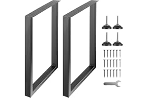 VEVOR 28 Inch Adjustable Furniture Legs, Square Reinforced Steel Office Table Legs Set of 2 for DIY, Max Load 1000 lbs Heavy Duty Desk Legs, Quick Instalation & Rich Accessories Legs Black
