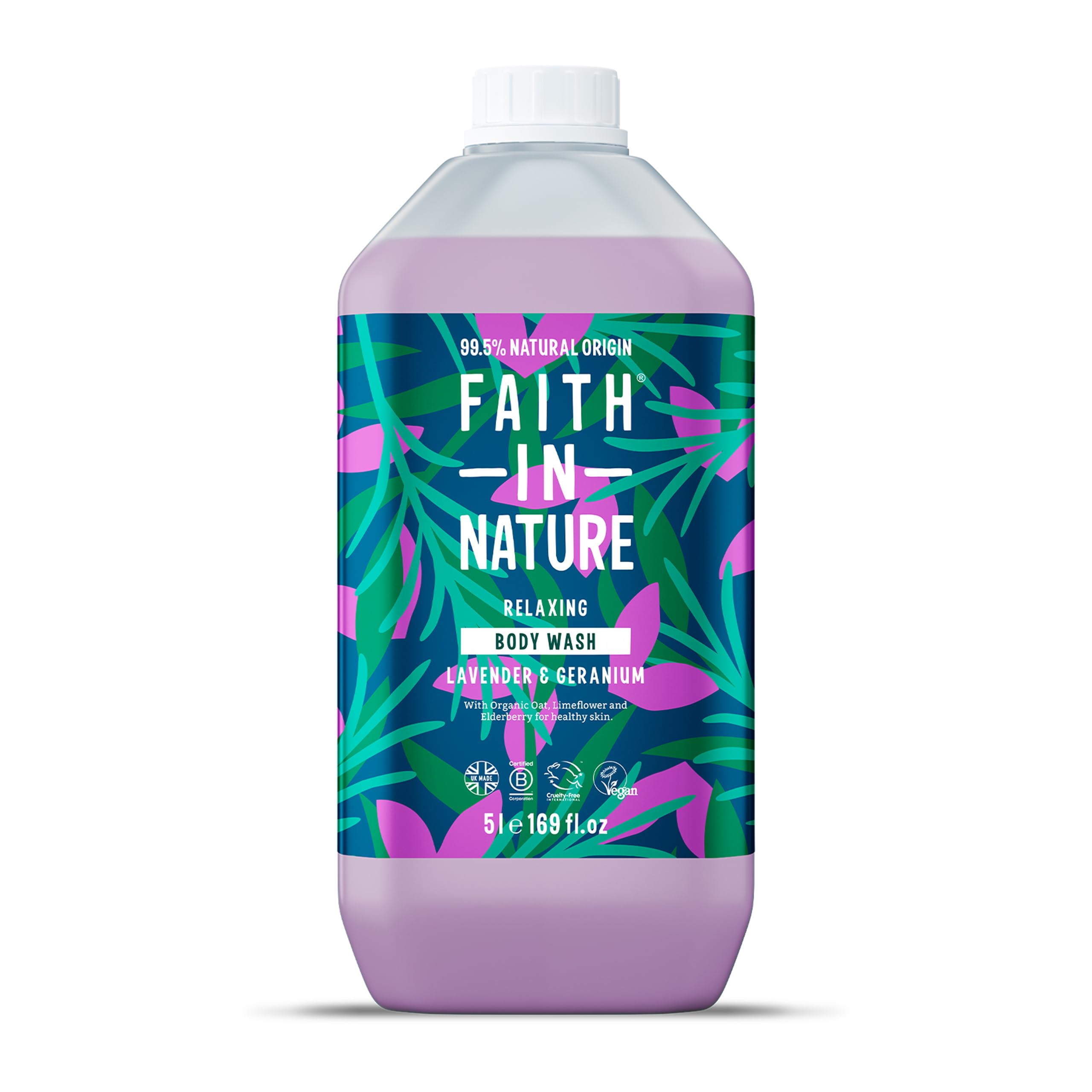 Faith In Nature Natural Lavender & Geranium Body Wash, Relaxing Shower Gel, Vegan & Cruelty Free, No SLS or Parabens, 5L Refill Pack โ image 1