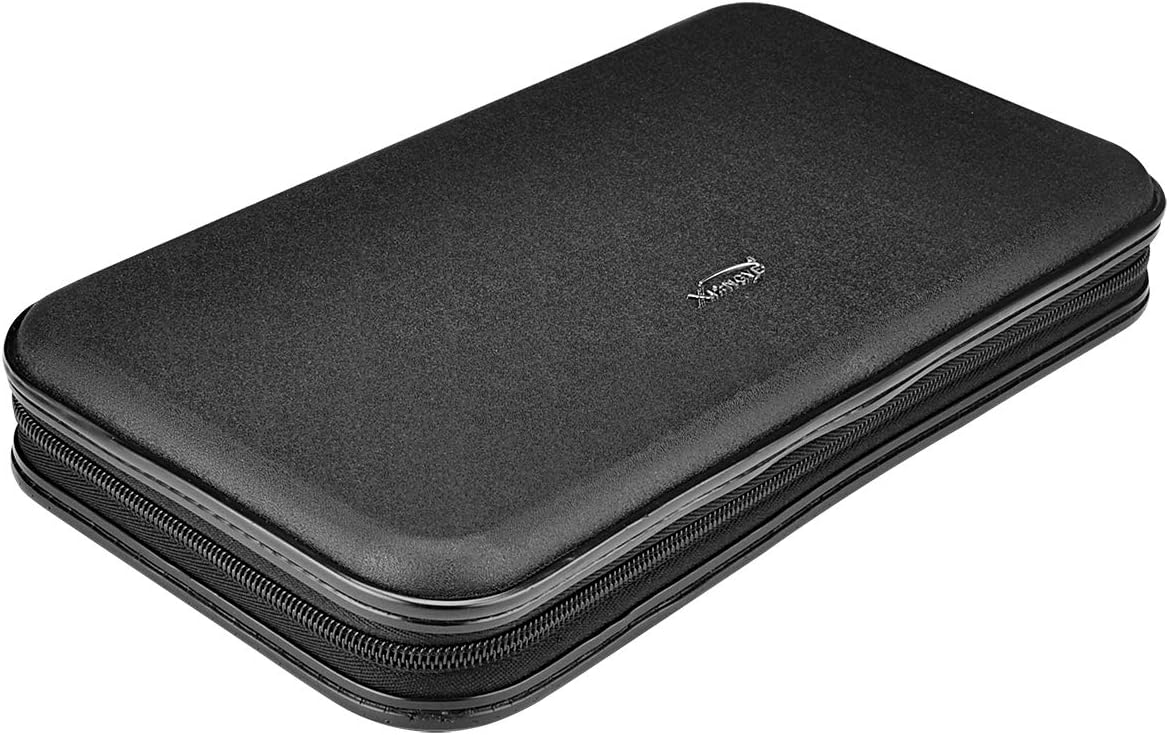 Xiongye CD DVD Case, 72 Capacity Heavy Duty Wallet, DVD CD Case Holder for Car, Hard Shell Sturdy case, CD Disk Holder, DVD disc Binder, Booklet, Protective Blu-ray Wallet (72 Capacity,Black): Computers & Accessories