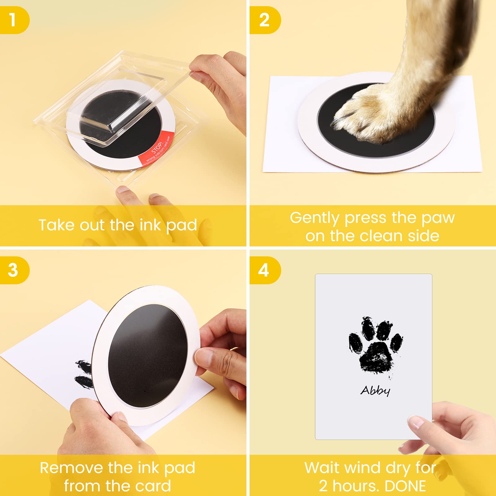 Nabance Paw Print Kit, Dog Nose Print Kit, Mess-Free Paw Print Stamp Pad for Dogs & Cats, 8Pcs Pet Paw Print Impression Kit with Photo Frames, Safe Clean Touch Ink Pads, Nose Print Stamp Pad for Dogs