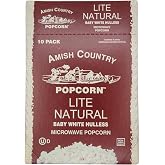 Amish Country Popcorn | Old Fashioned Microwave Popcorn | 10 Bags Lite Natural White Hulless | Non-GMO, Gluten Free, Microwaveable and Kosher (10 Bags)