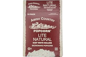 Amish Country Popcorn | Old Fashioned Microwave Popcorn | 10 Bags Lite Natural White Hulless | Non-GMO, Gluten Free, Microwaveable and Kosher (10 Bags)