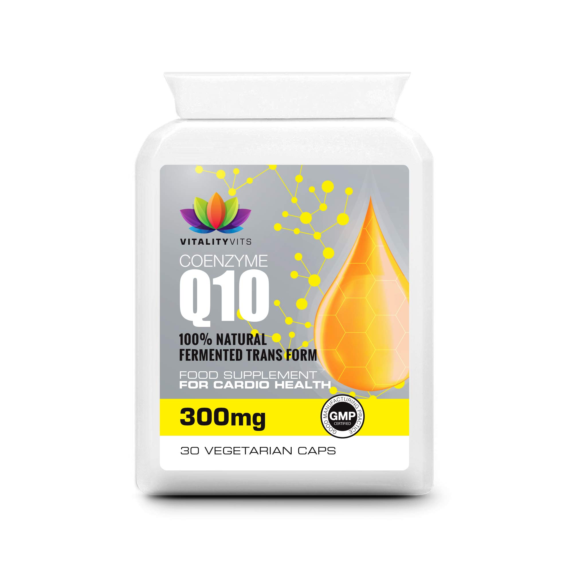 Co Enzyme CoQ10 30 Capsules 300mg - High Strength Trans Form - UK Made - GMP Quality (30s)