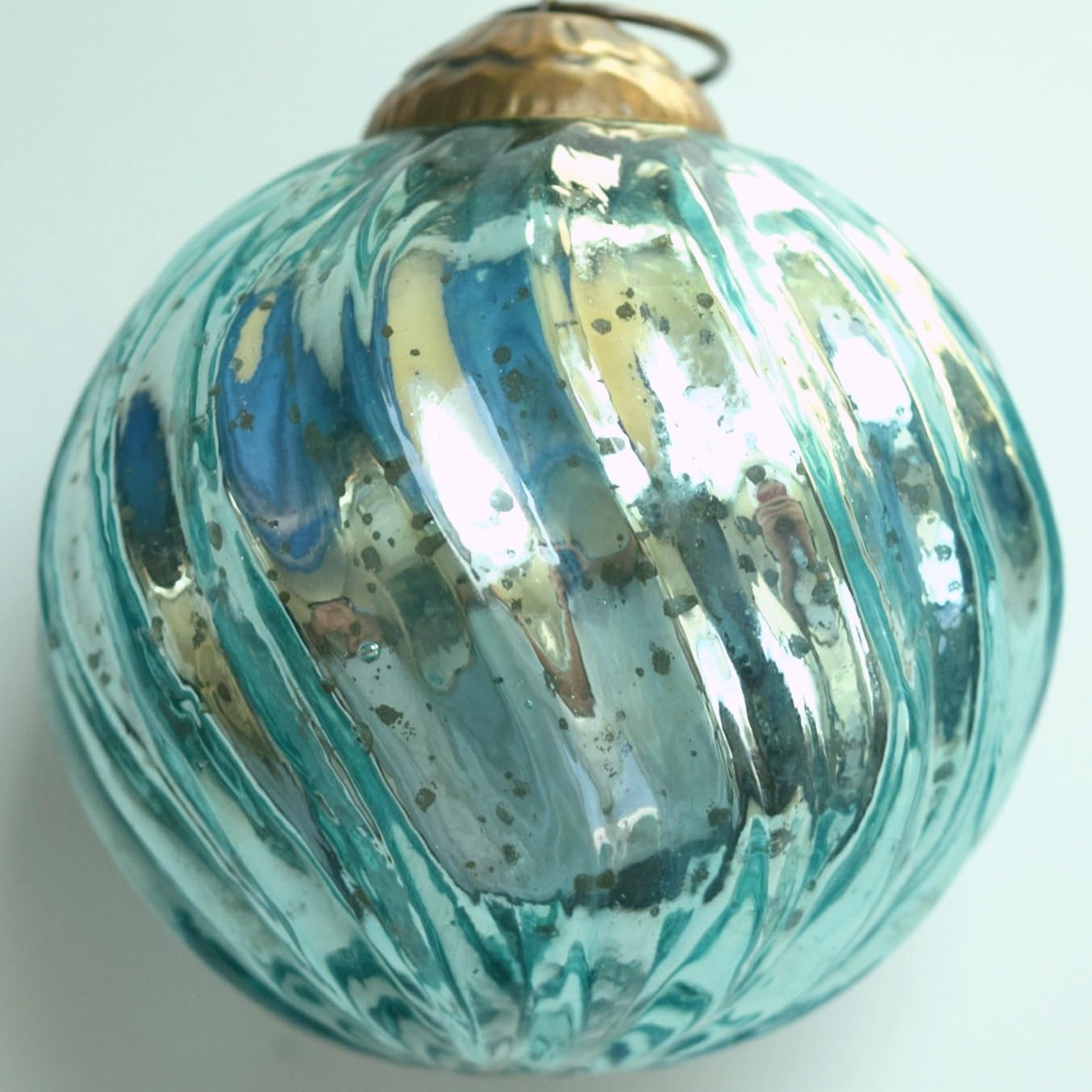 Ornaments - Set of 4 Crystal Blue Mercury Glass Ornaments (3.15