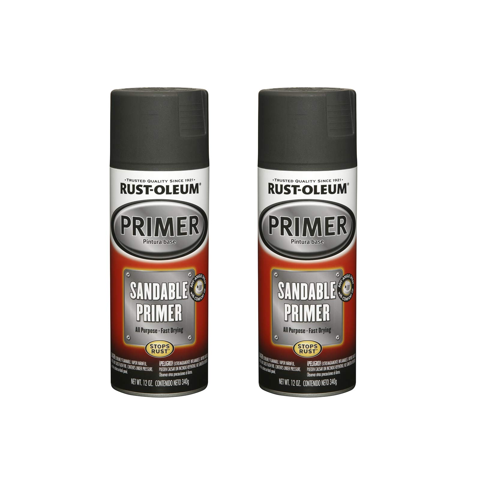 Rust-Oleum 249415 Automotive Sandable Primer Spray, 12 oz, Gray (Pack of 2)