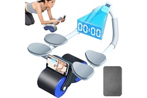 Ailinkor Ab Roller Wheel - Ab Roller with Elbow Support, Automatic Rebound Abdominal Wheel with 4 Elbow Supports, Timer and Knee Pad, Plank Exercise Roller for Abdominal & Core Strength Training