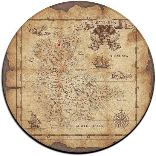 Amazon Com Super Detailed Treasure Map Soft Comfort Flannel Round