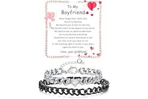 GLEZZA Stocking Stuffers - Christmas Gifts for Men - Matching Couple Cuban Chain Bracelets Gifts for Boyfriend Husband Soulmate Girlfriend Valentine Anniversary Birthday Christmas Gift for Him Her