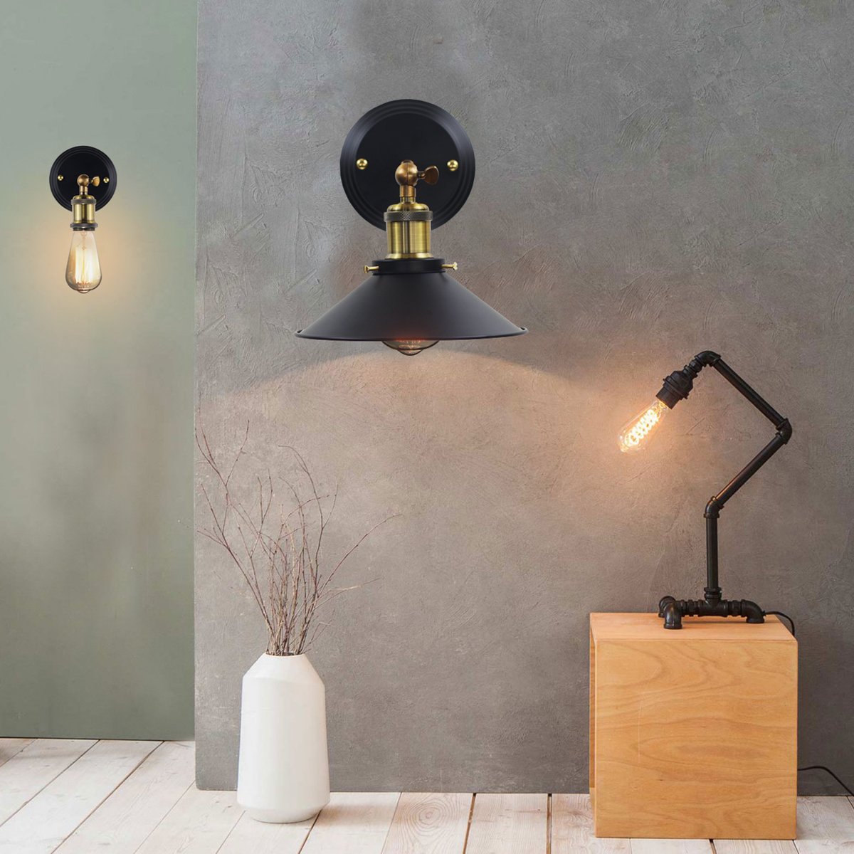 Judy Lighting - Industrial Vintage Classic Wall Lamp Retro Wall Sconce Fixtures (Bronze)