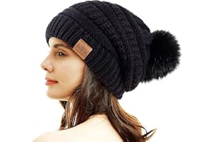 REDESS Women Winter Pom Pom Beanie Hat with Warm Fleece Lined