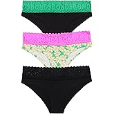 Bonds womens Underwear Pack, Lace-top Icons Cheeky Panties for Women, Stretchy Cotton-blend Underwear, 3-pack