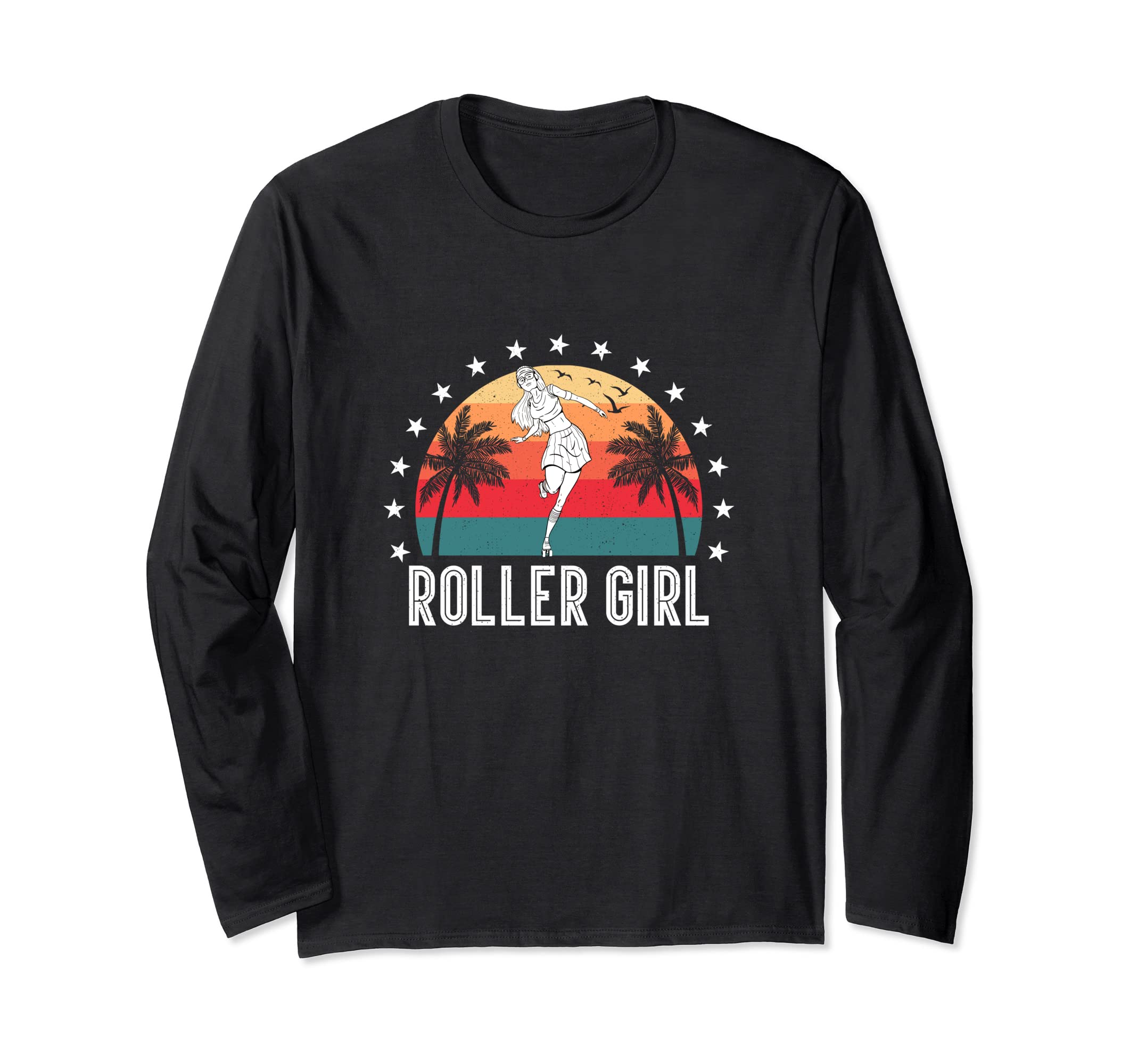 Roller Girl Skater Skating Retro Vintage Skates Long Sleeve T-Shirt
