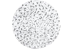 ACOFECT 500pcs Circle Vowel Letter Beads 4x7mm Acrylic Alphabet Beads for Bracelets DIY Jewelry Making - A E I O U