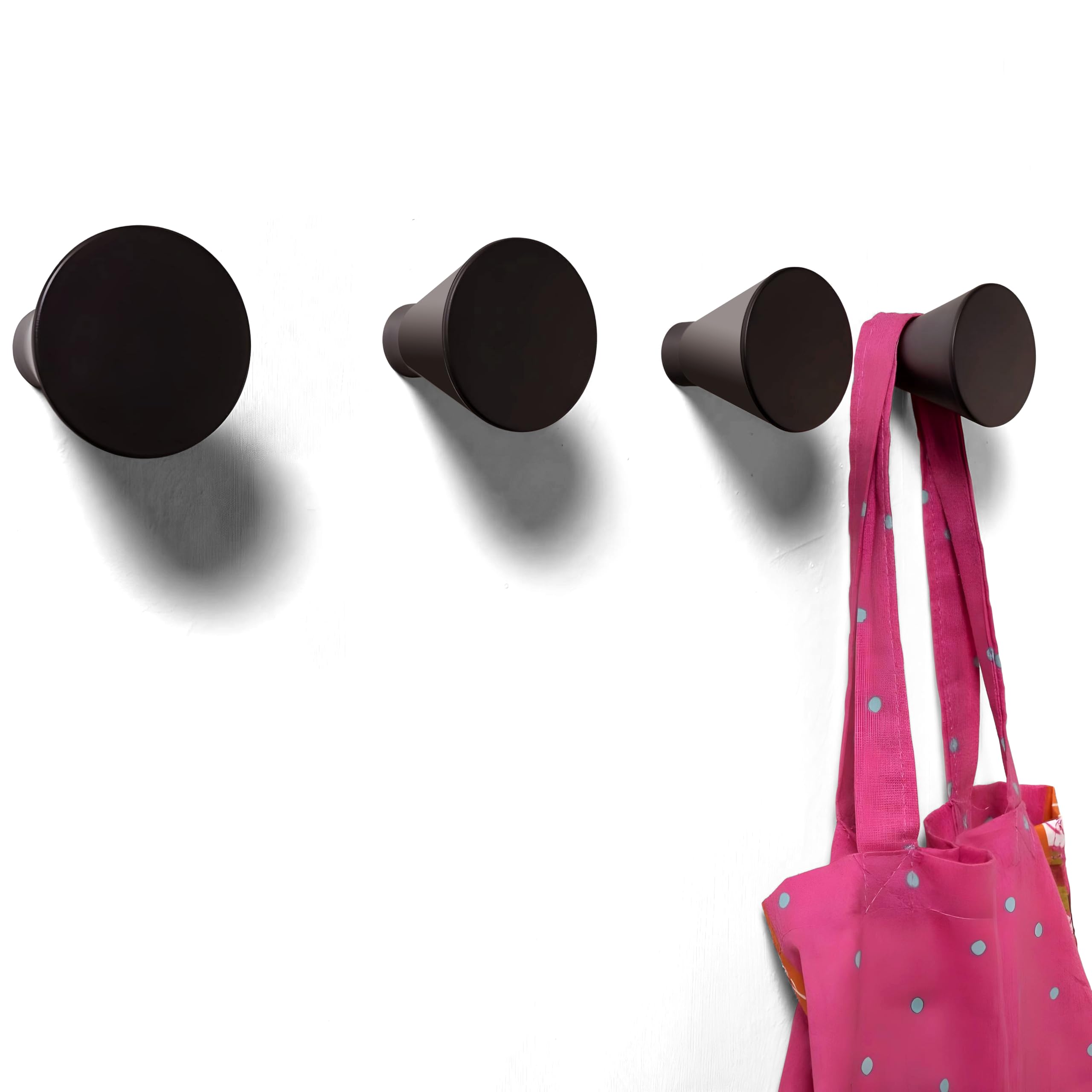 nidoshu Black Coat Hooks Wall Mounted – Set of 4 – Soft Touch, Hidden Screws – Elegant & Timeless to Add Sophistication in Offices or Modern Bathrooms