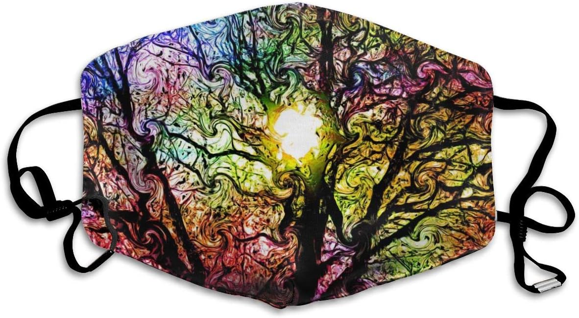 Colorful Tree Print Dust Mask, Reusable Washable Mouth Masks, Adjustable Warm Face Mask Unique Cover Filters Blocking Pollen Pollution Germs