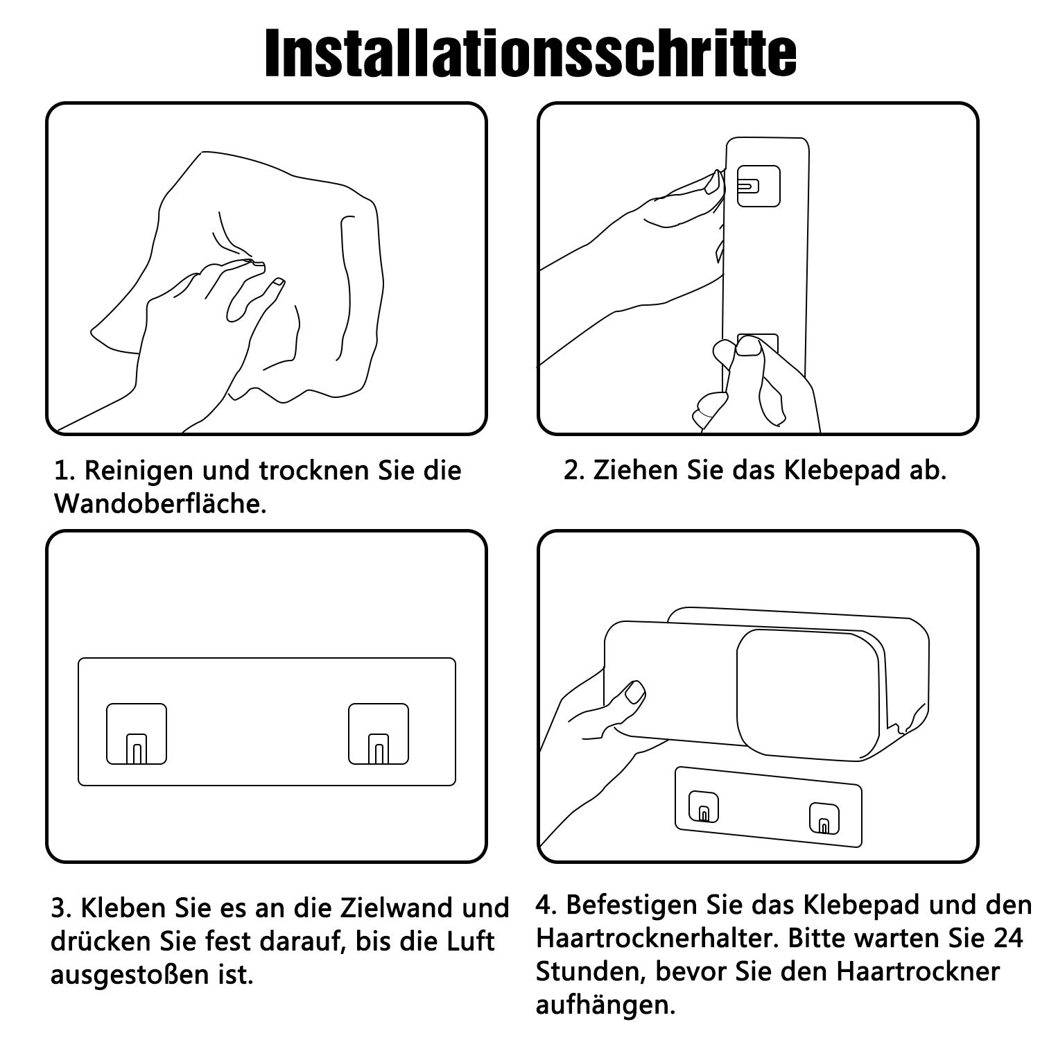 ZUNTO Haartrocknerhalter Fönhalter Ohne Bohren Selbstklebend Fönhalterung mit Kabelhalter für Bad Kosmetikorganiser