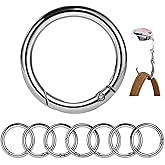 HUYANDOO 8 Pack Metal O Rings Keychain Clip, Round Carabiner Clip Snap for Keyrings Buckle, Bags, Purses