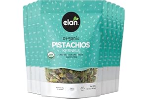 ELAN Organic Raw Pistachios, Unsalted Nuts, Non-GMO, Vegan, Gluten-Free 8 Count, 135g
