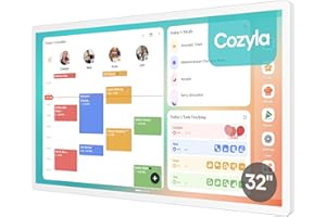 Cozyla Digital Calendar+ 2: 32 inch Wall Planner Touch Screen Chore Chart Customize Dashboard Smart Electronic Calendar for Family Schedules Meal Planner Support Any Google Play App Wall Mount White