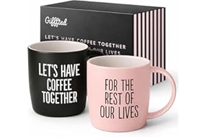 Triple Gifffted Lets Have Coffee Together Coffee Mug Set, Engagement Wedding Gifts for Couple, Bride and Groom Newlywed Brida