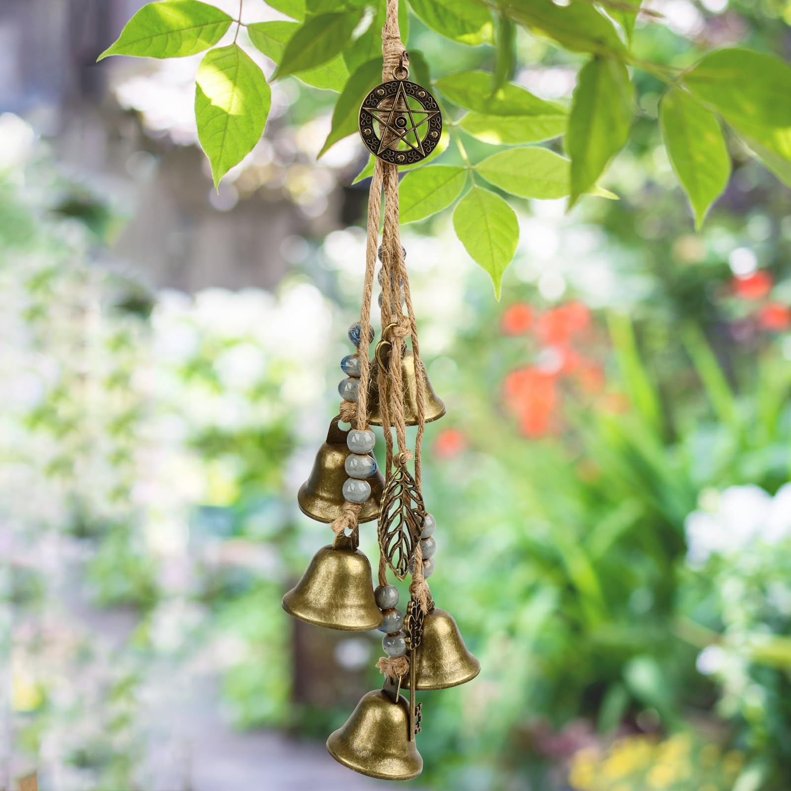 Witch Bells Garden Wind Chime, Metal Wind Chimes for Outdoor Hanging, Vintage Witch Bells Home Protection for Garden Patio Yard Hanging Decoration Gift
