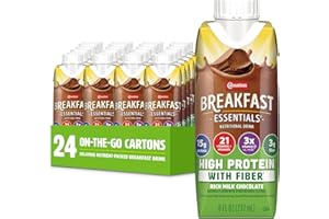 Carnation Breakfast Essentials High Protein with Fiber Ready-to-Drink, 8 FL OZ Carton, Rich Milk Chocolate (Pack of 24)