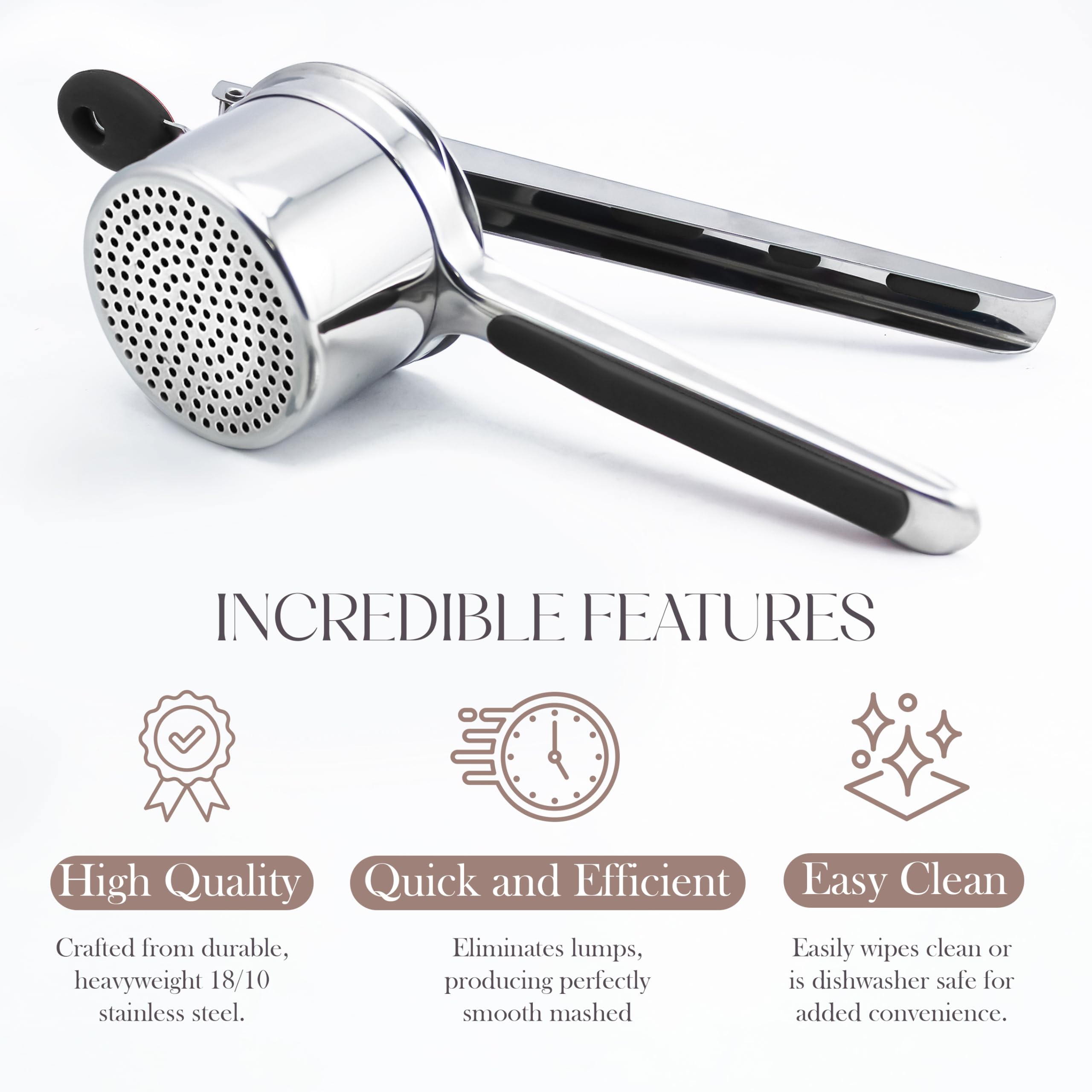 Bellemain 15oz Large Potato Ricer for Mashed Potatoes, Stainless Steel Mashed Potato Masher & Squeezer, Easy-To-Clean Professional-Grade Hand Vegetable Ricer, Kitchen Tool, Food Press & Food Mill