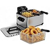 Alpha Living Electric Deep Fryer &ndash; 4.5L Deep Fryer with Basket with 2-Quart and 4-Quart Baskets &ndash; High-Grade Stainless Steel &ndash; Temperature Control and Timer &ndash; Ideal for Fried Chicken, Fries
