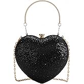 pfoosnd Sparkly Clutch Purses for Women Formal Clutch, Heart Shape Evening Bag, Purse Handbag for Wedding Cocktail Party