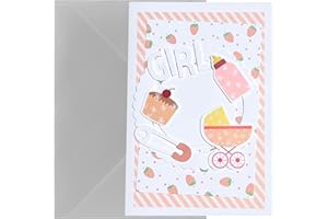 EABUY Baby Shower Card, Cute Baby Card, New Baby Gifts for New Mom Dad, New Baby Congratulations (pink-1)