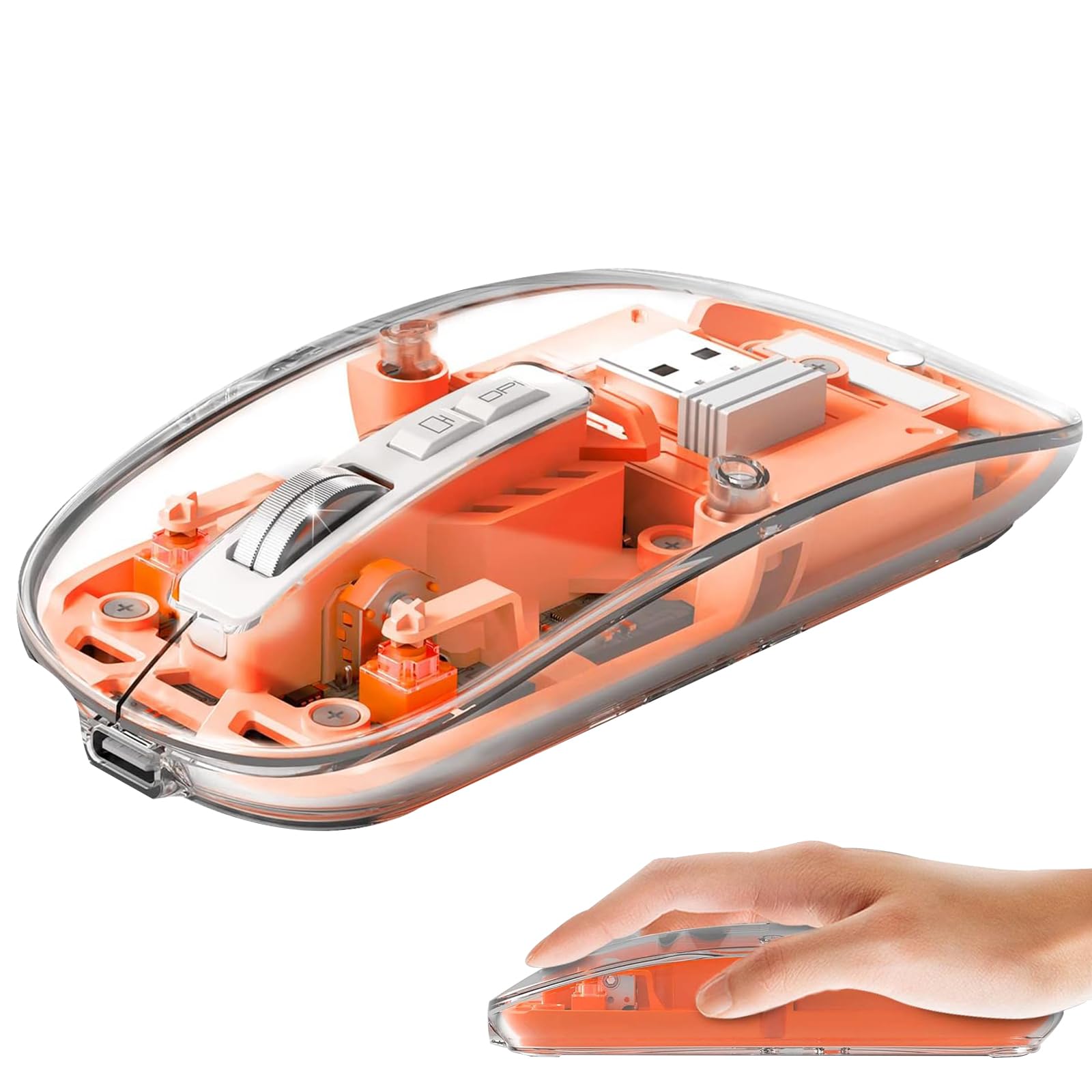 Wireless Mouse Bluetooth LED Clear Slim Silent
