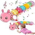Thremhoo Baby Girls Toys 0-6 Months Musical Stuffed Caterpillar Pink Toys for Infant 0-3 3-6 Months Tummy Time Sensory Toy wi