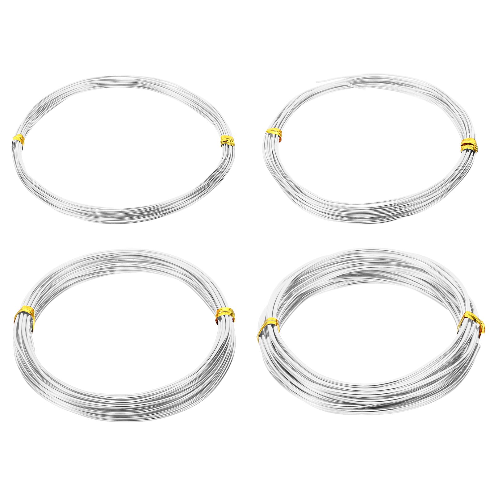 PATIKIL 16.4ft Aluminum Wire, 4pcs Jewelry Wire Bonsai Wire Metal Craft Wire 0.8mm 1mm 1.5mm 2mm for Crafts Bonsai Jewelry Making Beading Plants, Silver Tone