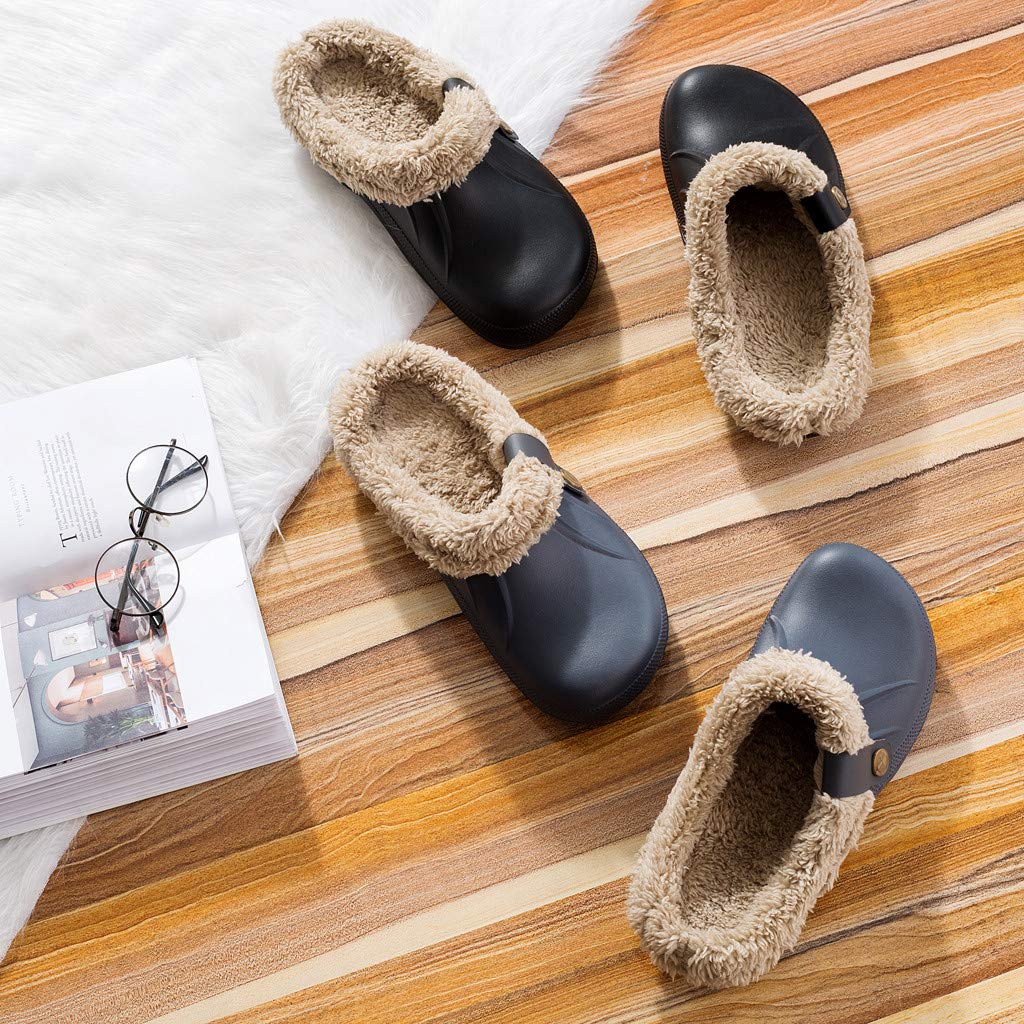 Joyfeel Waterproof Clog Slipper Womens Fluffy Fleece Lined Warm Winter Garden Shoes Unisex Non Slip Indoor Outdoor Mules Radar Detectors